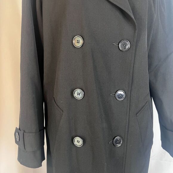 Jonathan Michael Wool VTG Black Double Breasted Made in USA Trench Jacket Sz 10 - Picture 10 of 13